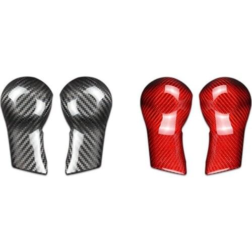 Black Red Real Carbon Car Shift Knob Sticker Cover Decorative Trim for Chevrolet Camaro 2010-2015