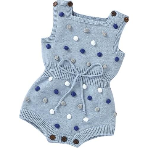Baby ROMPERS Sleeveless Autumn Newborn Bebes Girls Jumpsuits One Pieces Fashion Dots Knitted Toddler Infantil Body Suits 0-18M