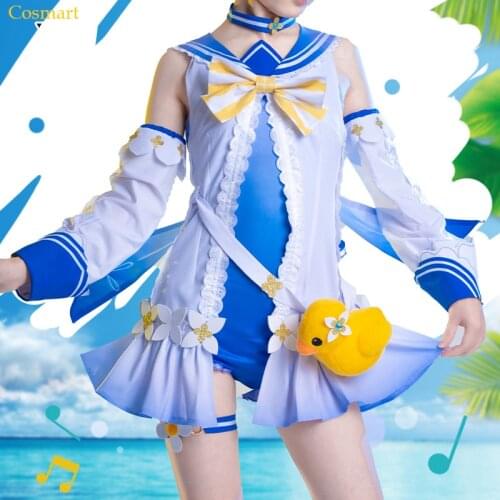 Genshin Impact Barbara Shining Concerto Summer Swimsuit Swimwear Dailydress Game Suit Cosplay Costume Halloween Carnival Party