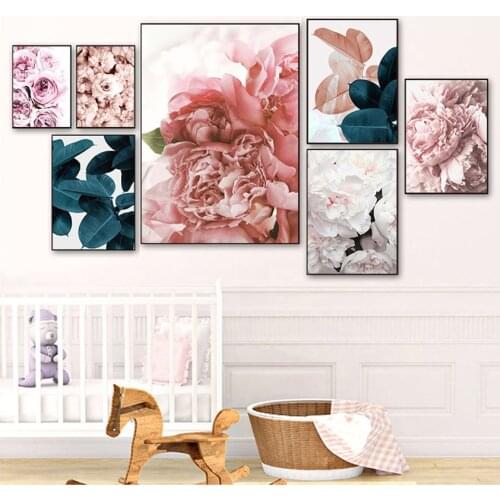 Art print pictures for the home living room decoration Nordic style classic rose Peony flower posters and paintings on the wall