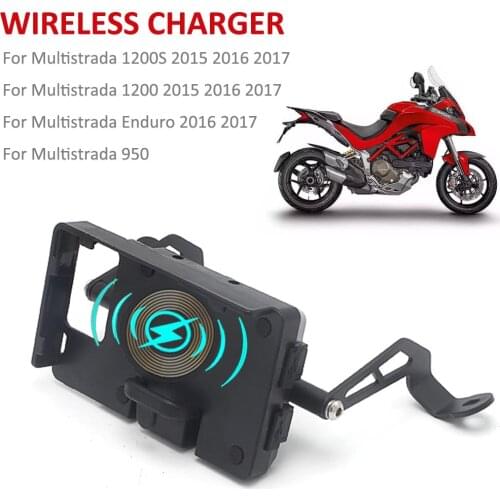 Motorcycle GPS Smart Phone Navigation Bracket Wireless Charging For DUCATI MULTISTRADA 950 1200S 1200 Enduro 2015-2017 Stand