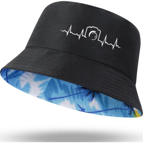 New Summer Heartbeat of Camera Print Men Women Photographer Casual Bucket Hat Outdoor Sunscreen Beach Hat Sun Hiking Fishing Cap