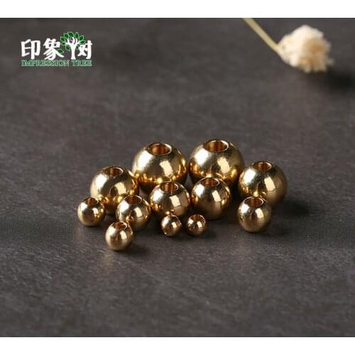 100pcs Copper Round Loose Spacer Beads 2/3/4/5/6/7/8mm Yellow Metal Ball Seed Smooth Spacer Beads Necklace Jewelry Makings 756