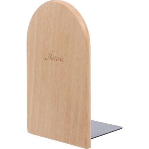 2021 New Nature Wooden Desktop Organizer Desktop Office Home Bookends Anti-skid Book Ends Stand Holder Shelf