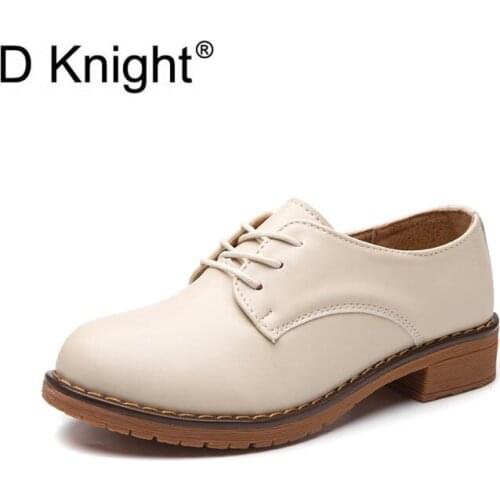 New Arrival Ladies Casual Lace Up Flat Shoes Vintage Genuine Leather Round Toe Leisure Flats For Women Comfortable Women Oxfords