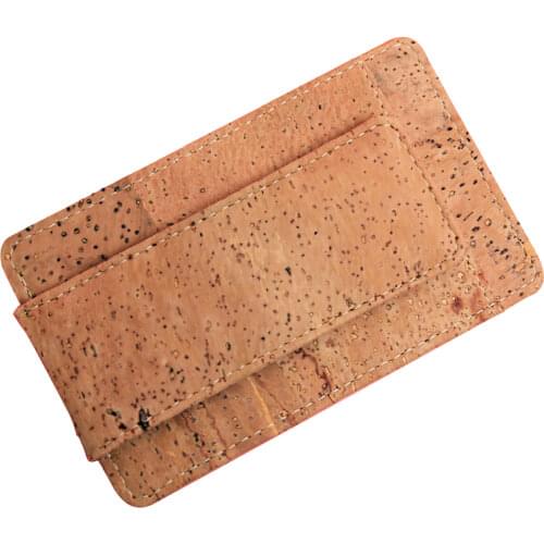 Solid Beige Color Mini Magnet Money Clip Portugal Cork Leather Thin Magnetic Banknotes Credit Cards Wallet Men Women