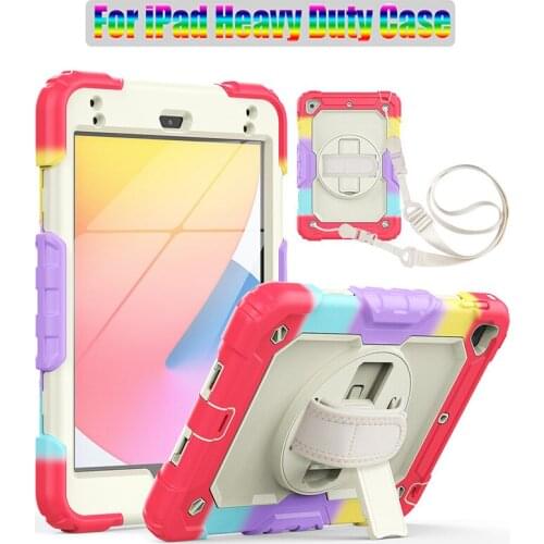 Rainbow Heavy Duty Kids Armor Silicone Case For Mini 5 4 TPU + PC Drop Proof Cover For iPad Air4 10.9 Pro 11 +Screen Protector