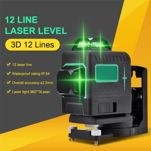 Mini 3D 12Lines Green Laser Levels Self-Leveling 360Horizontal And Vertical Cross Super Powerful Green Laser Beam Line for home