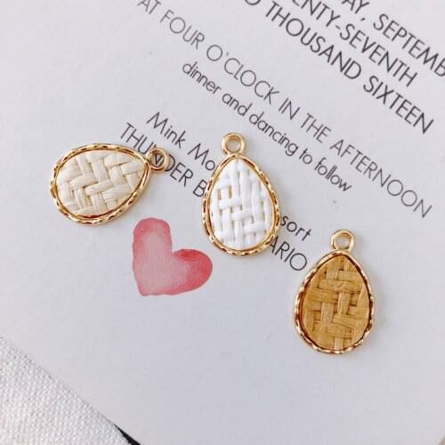 Wool Woven Crochet Paved Alloy Waterdrop Charms 30pcs 12*19mm Gold Tone Plated Metal Alloy Ornament Accessories Earring Pendants