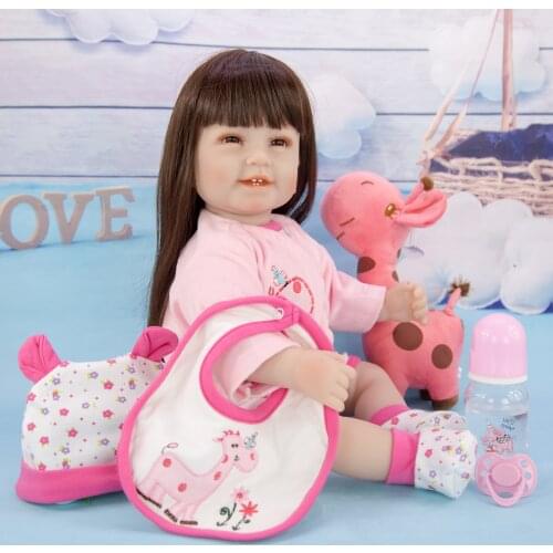 55cm Silicone Baby Doll That Look Real Soft Body Girl Long Hair Doll Toy For Child Holiday Christmas Gift Children Toys Bonecas