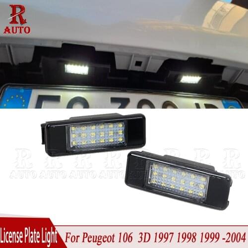 R-AUTO 2Pcs LED License Plate Light Car For Citroen Berlingo Estate Van 1996-2007 For PEUGEOT 3008 508 307 106 407 1007 607