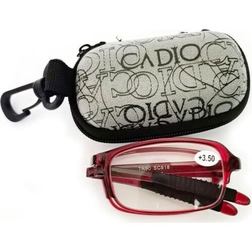 TR90 Folding Portable Resin Reading Glasses Men Women Cloth Case With Clip Glasses 1.0 1.5 2.0 2.5 3.0 3.5 4.0 011