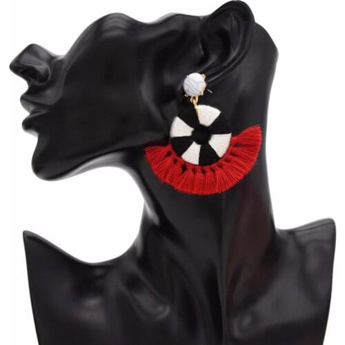 High Quality Bohemian Womens Beaded Long Thread Tassel Dangle Earrings Drop For Women Bead Fan Fringe Earing Girls Maxi Jewelry