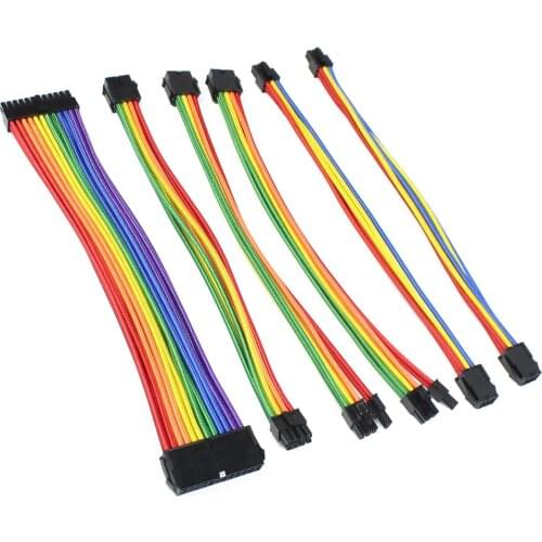 XT-XINTE Computer Extension Cable Kit for Motherboard 24pin for CPU 8(4+4)pin Graphics Card (6+2)pin 6pin Power Extension Cable