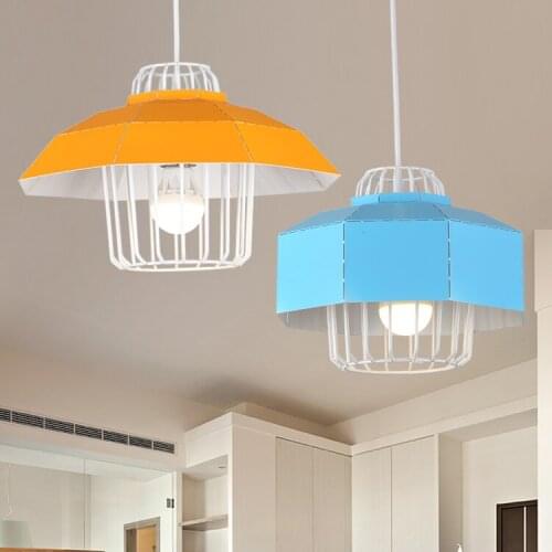 Nordic modern color iron art color pendant lamp personality wire net bedroom bedside restaurant pendant light ZA8165