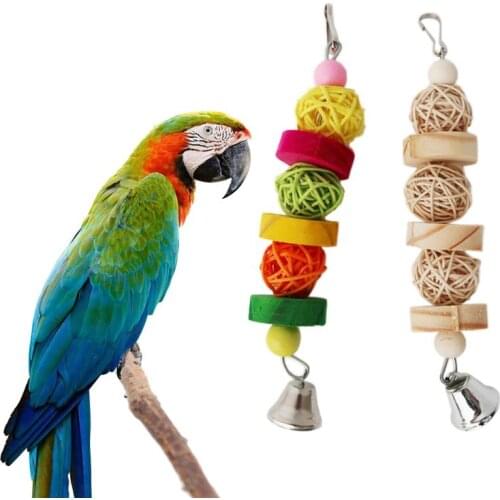 Parrot Chew Strands Wooden Bird Parakeet Bite Molar Toys Rattan Ball Bird Toy