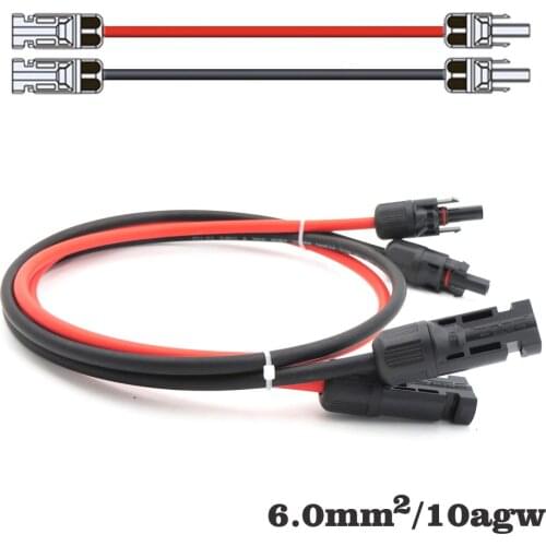 1pair X 10m 5m 3m 2m 1m 6mm2 10AWG PV Connector Extension Connect branch black parallel Series 1 meter extend cable