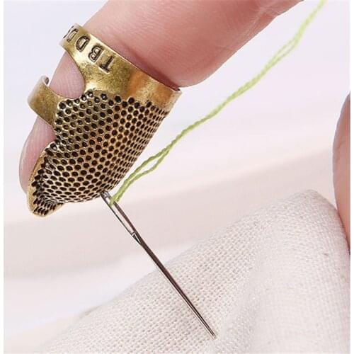 1PC S M Household Adjustable Needle Thimble Hoop Metal Copper Ring Finger Sleeve Sewing Tools Hand hook Sewing thimble