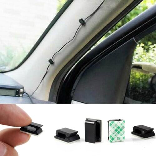 10pcs House Office Car Single Hole Cable Holder Wire Cord Cable Flat Holder Tie Clips Fixer Organizer Drop Adhesive Clamp