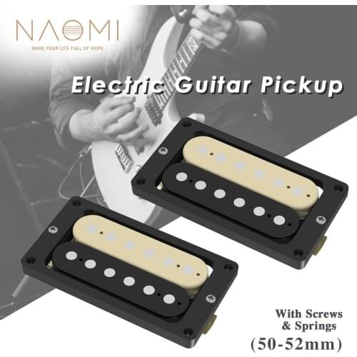 NAOMI 2pcs Vintage Zebra Faced Humbucker Double Coil Pickups Set 50mm/52mm N/B For Electric Guitar Pickup (Black & Cream)