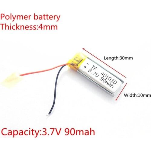 3.7V,90mAH,401030 PLIB; polymer lithium ion / Li-ion battery for GPS,mp3,mp4,mp5,dvd,bluetooth,model toy mobile bluetooth