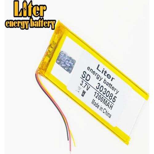 3 line 303085 3.7V 1200mah lithium polymer battery 1200mah interphone 033085 GPS MP3 MP4 MP5 Rechargeable batteries