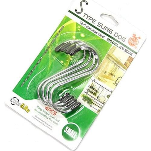 4pcs Stainless Steel S-Shape Hook Kitchen Bedroom Multi-function Railing S Hanger Hook Clasp Holder Hooks Hanging Storage Tools