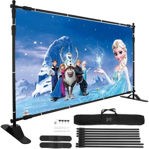 8ftx10ft Backdrop Banner Stand Step and Repeat for Trade Show Wall Exhibitor Photo Booth Background Adjustable