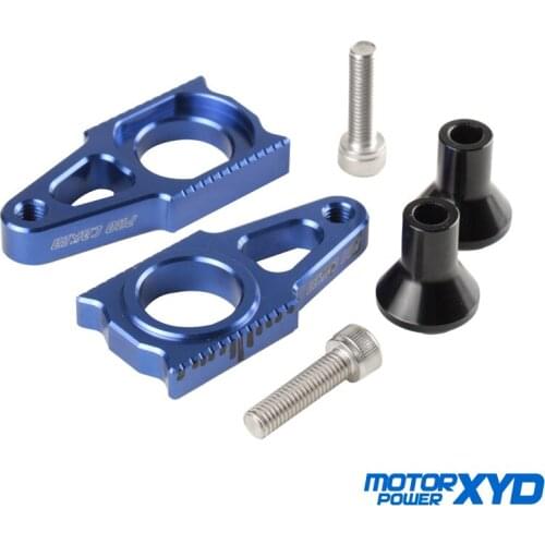 CNC Rear Axle Blocks Chain Adjuster With Spool Slider Bolts Device For WR400F WR426F 2002 YZ250F YZ450F BLUE