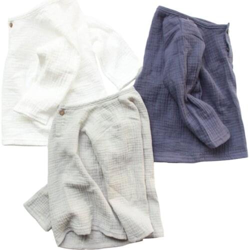 Simple Cotton linen girls boys shirts 1 - 8 yrs baby boys summer kids clothes Casual childrens blouse white button tops