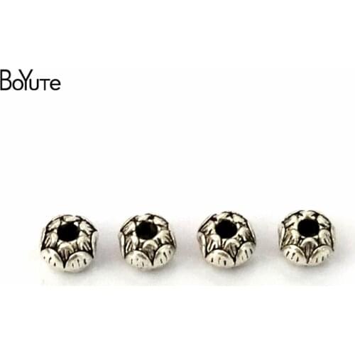BoYuTe (100 Pieces/Lot) 6*7MM Antique Silver Plated Metal Lotus Beads Diy Jewelry Findings Accessories Wholesale