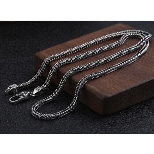 Solid 925 Sterling Silver Mens FOXTAIL CHAIN NECKLACE JEWELRY A4827
