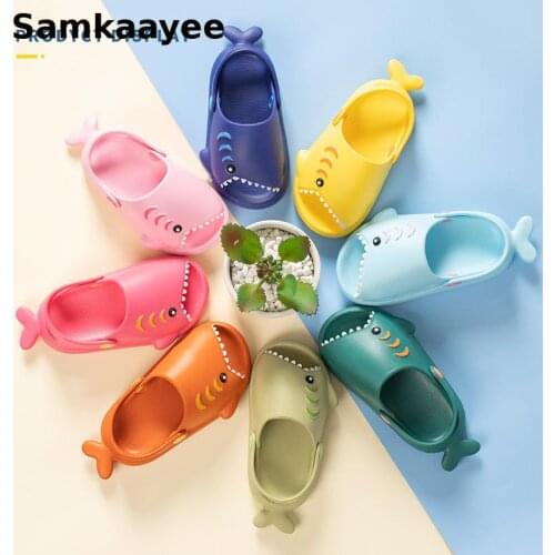 0-6y Kids Mules Clogs Summer Girls Boys Cartoon Shark Sandals Toddler Beach Slippers Children Cute Flat Heel Garden Shoes y16