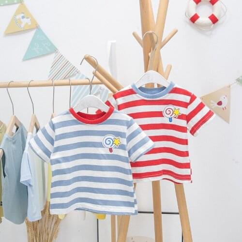 Baby Boys and Girl Cotton T Shirt 2020 Summer New Childrens Striped T Shirt Baby Clothes Kids Boys Fashion Top Tees 2-6 Years