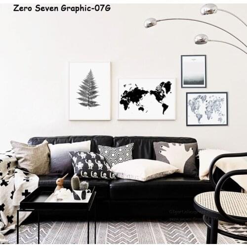 Nordic Black And White Watercolor World Map Forest Canvas Painting Poster And Print Living Room Wall Art Picture Home Decoration