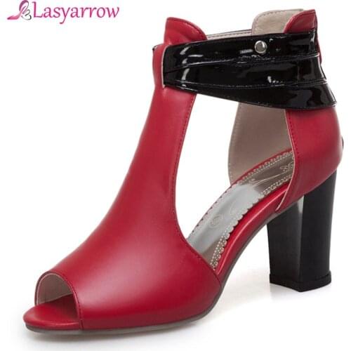 Lasyarrow Plus size 34-48 Fashion shoes women sandals peep toe high heel gladiator sandals female ladies party office dress shoe