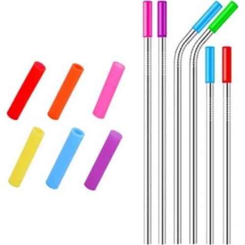 10Pcs Reusable Silicone Straw Tips Food Grade Straws Tips Covers Lenght 4CM Fit for 6mm Out Diameter Stainless Steel Straws