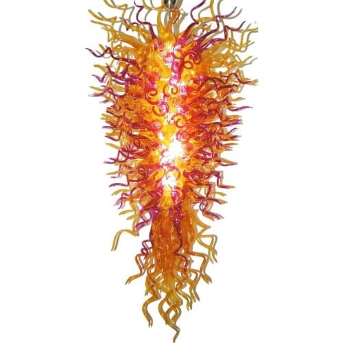 Murano Glass Art Chandeliers with LED lights Style Orange Color Hand Blown Crystal Light