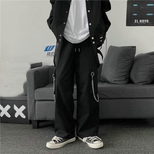 Men Cargo Harem Pants 2021 New Ribbons Black Hip Hop Casual Male Joggers Trousers Fashion Casual Streetwear Pants