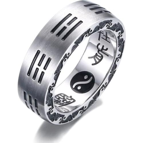 2019 new arrival 7MM titanium steel gossip nine words mantra ring men ring top quality male Anel Anillos party accessories