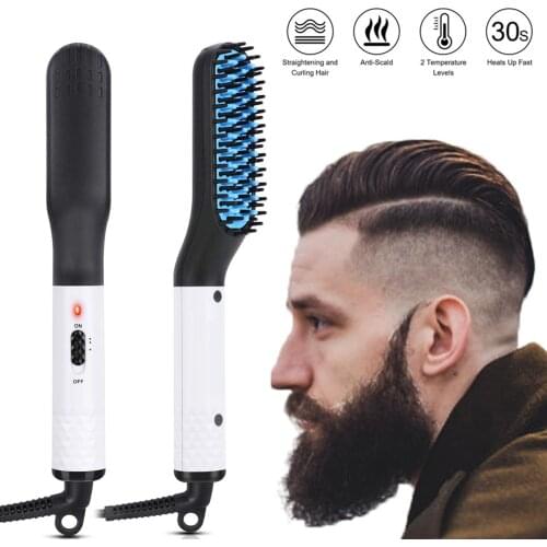 Men Beard Straightener Hot Comb Hair Straightener Brush Mutifunctional Hair Comb Smoothing Iron Hair Straightening Brush Curler