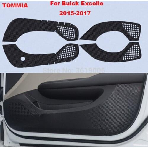 TOMMIA For Buick Excelle 2015-2018 Car Inside Door Cover Scratch Protection Anti Kick Pads Carbon Fiber Stickers 4pcs