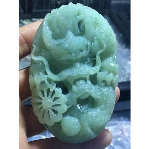 Natural Myanmar jade 7A HandCarved dragon jadeite green jade pendant jade necklace pendants jewelry jade necklaces