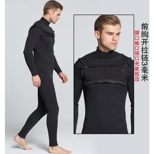 3mm new all black open chest zipper diving suit diving suit warm insulation man diving suit wetsuit Free diving suit