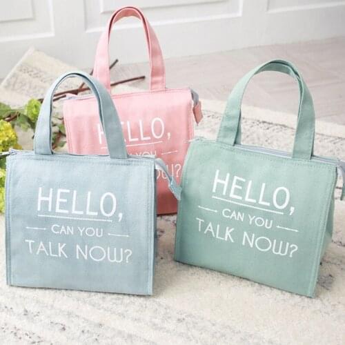 Candy color stylish canvas lunch bag thermal picnic handbag ice pack portable insulated shop tote cool bag meal drink cooler bag