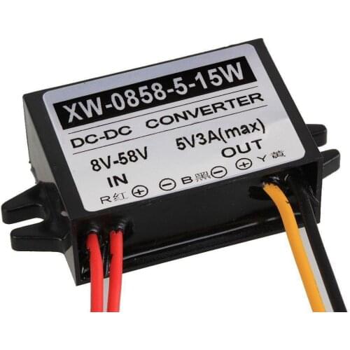 Plastic DC 8V - 58V To DC 5V 3A 15W LED Car Power Converter Step-Down Module
