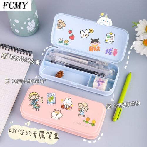 Macaron Color Pp Big Pencil Box Kawaii Pencilcase School Pen Case Supplies School Box Pencils Pouch Stationery School Supplies