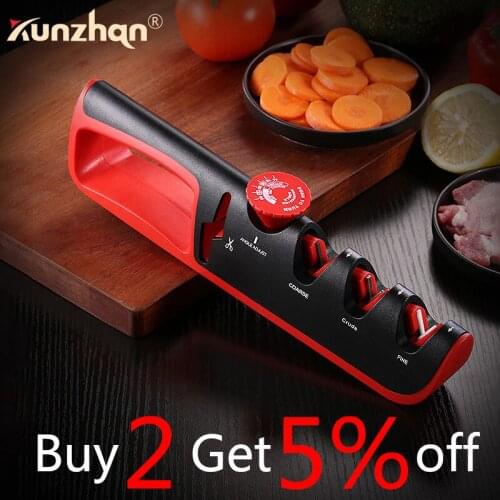 4 in 1 Stainless steel adjustable sharpener four-in-one kitchen multifunctional household quick-edging sharpening stone hot sale