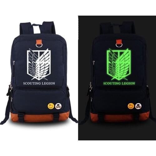 New Attack on Titan scouting legion Cosplay Backpack Anime Canvas Student Luminous Schoolbag Unisex Travel Bags