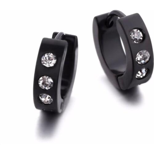 Hoop earrings man woman round black earring cool ear piercing jewelry 1 pair